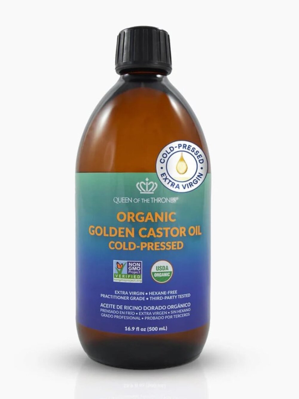 QUEEN OF THE THRONES Organic Golden Castor Oil | 100% Pure for Hair, Skin, Nails